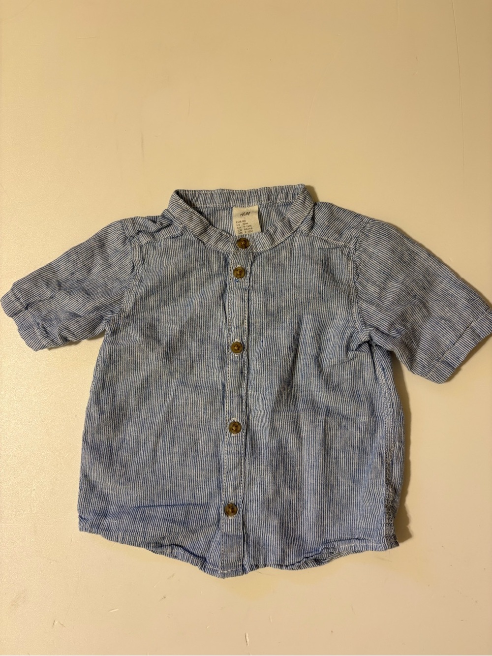 H&M Light Blue Pinstripe Short-Sleeve Button-Down Shirt for Kids